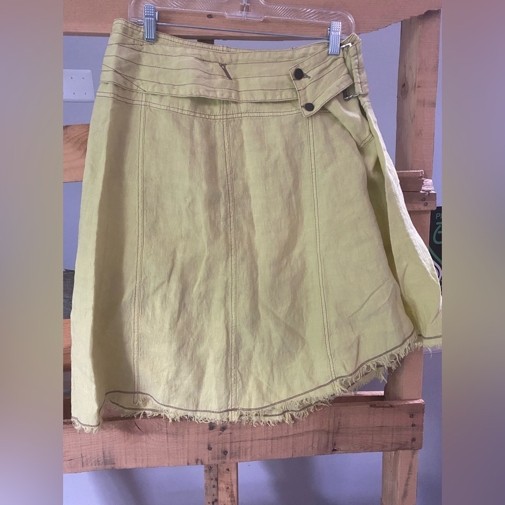 Blue Dot Linen A-Line Skirt – Size 8